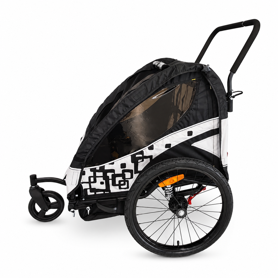 Cykelkärra PACE för 1–2 barn – 2-i-1, 40 kg, 5-punktsbälte