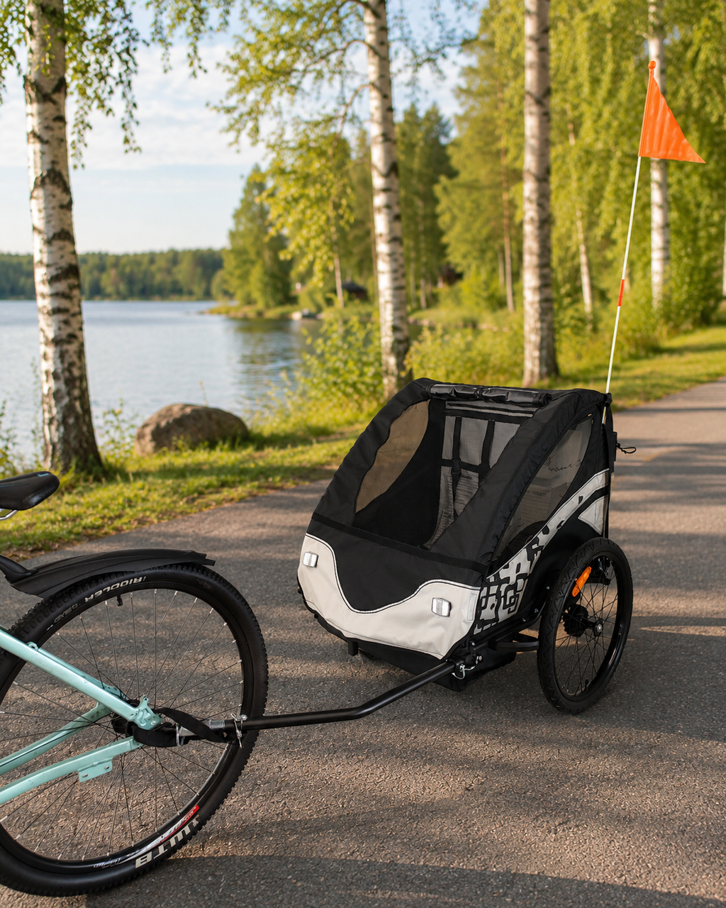 Cykelkärra PACE för 1–2 barn – 2-i-1, 40 kg, 5-punktsbälte