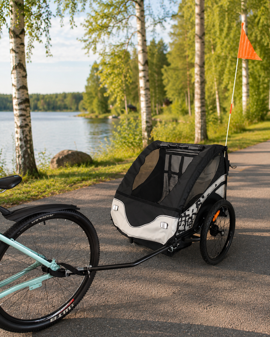 Cykelkärra PACE för 1–2 barn – 2-i-1, 40 kg, 5-punktsbälte
