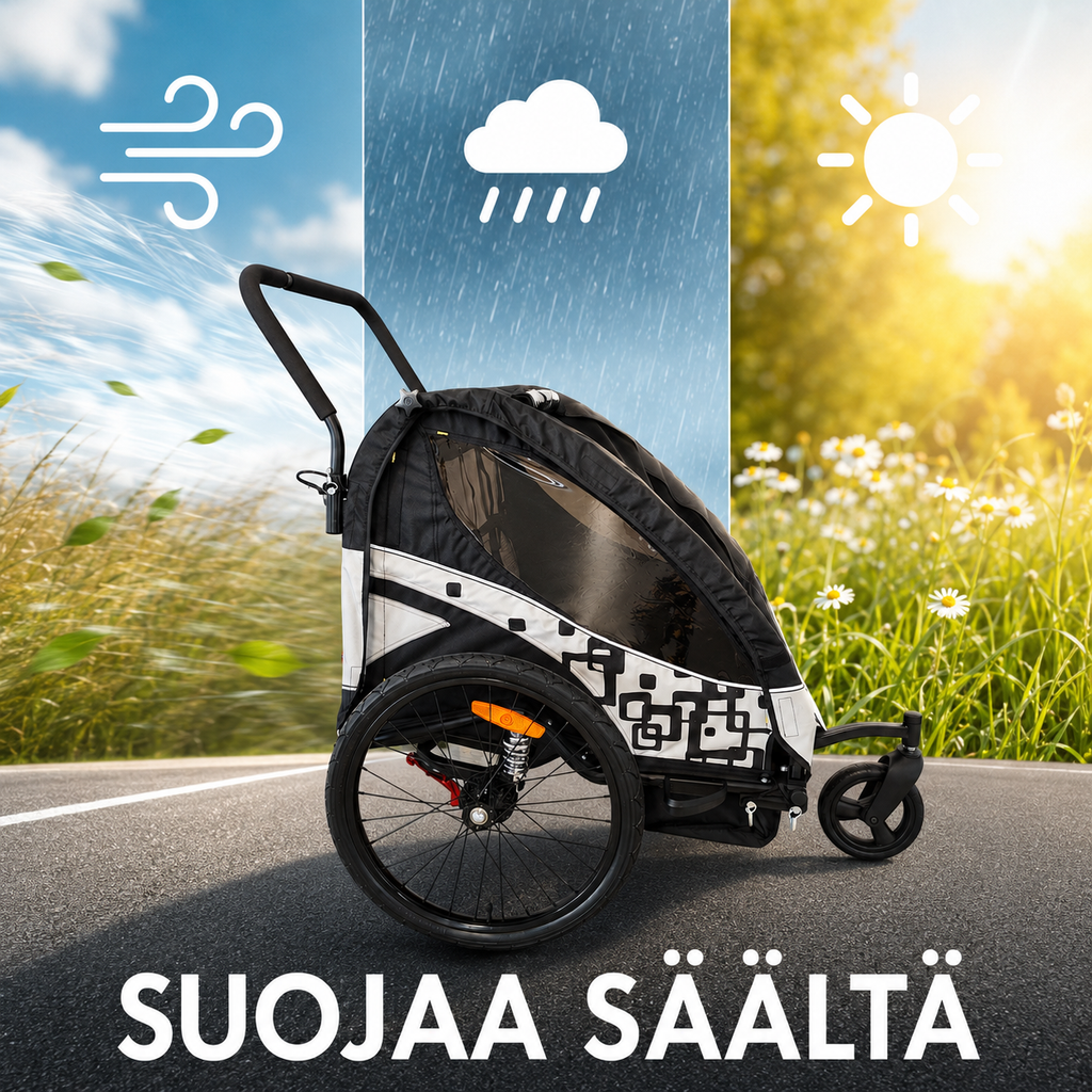 Cykelkärra PACE för 1–2 barn – 2-i-1, 40 kg, 5-punktsbälte