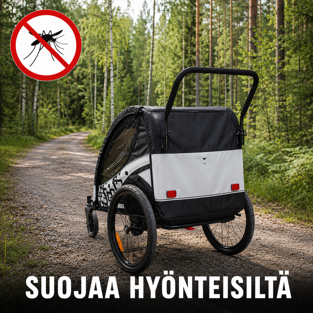 Cykelkärra PACE för 1–2 barn – 2-i-1, 40 kg, 5-punktsbälte
