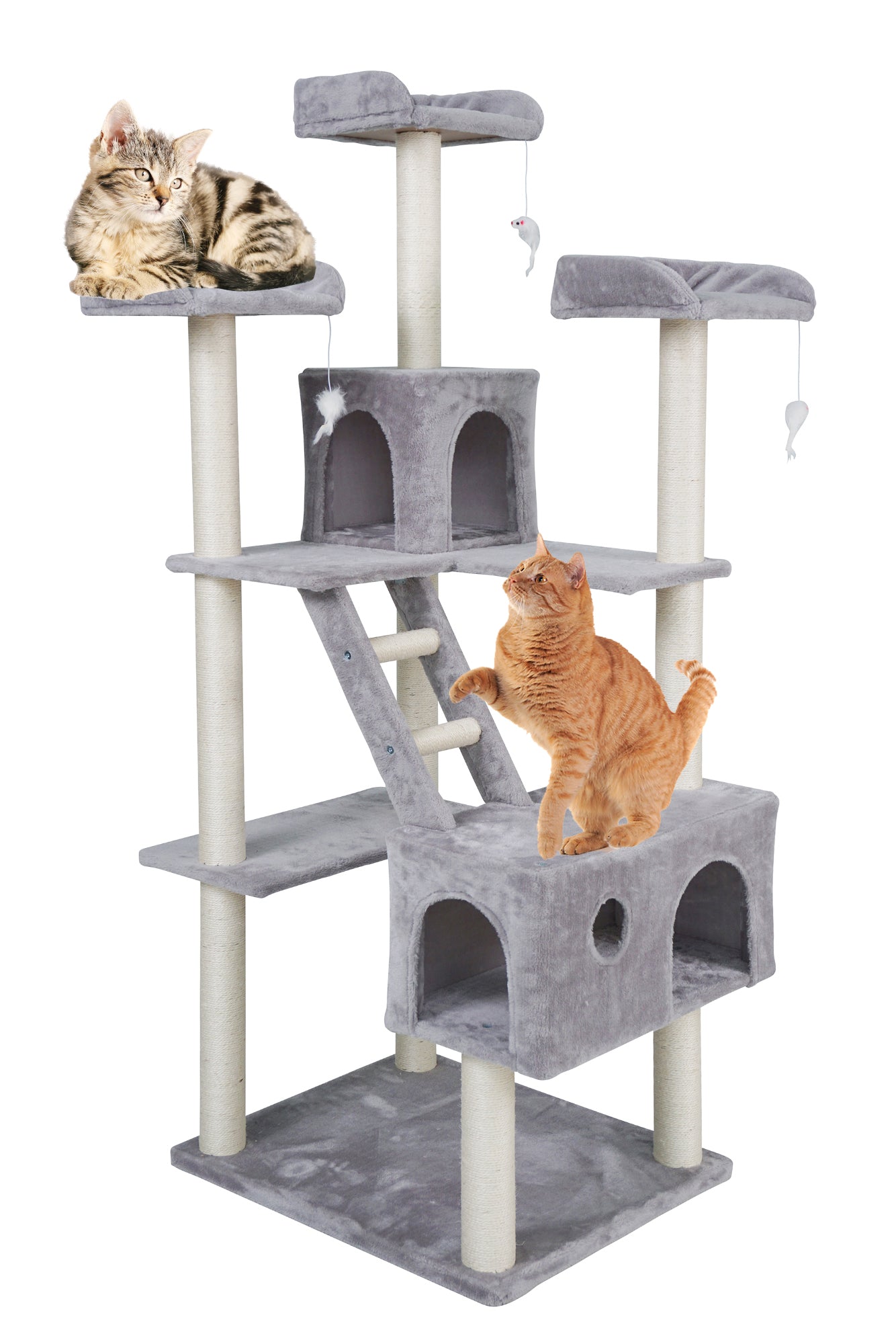 Pohjolan Lemmikkitarvike Kissan raapimis-/kiipeilypuu 185cm, vaalean harmaa