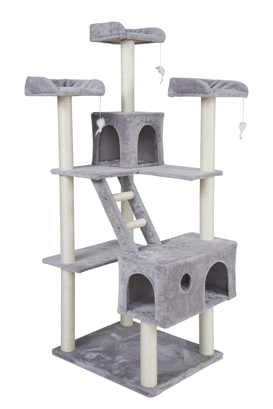 Kattklösbräda 185 cm – 2 klösplatser, 70 x 60 cm botten, ljusgrå