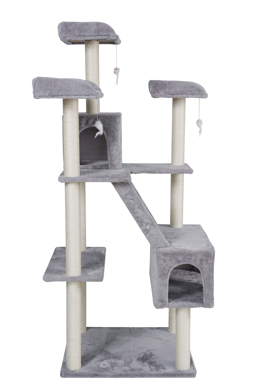 Kattklösbräda 185 cm – 2 klösplatser, 70 x 60 cm botten, ljusgrå