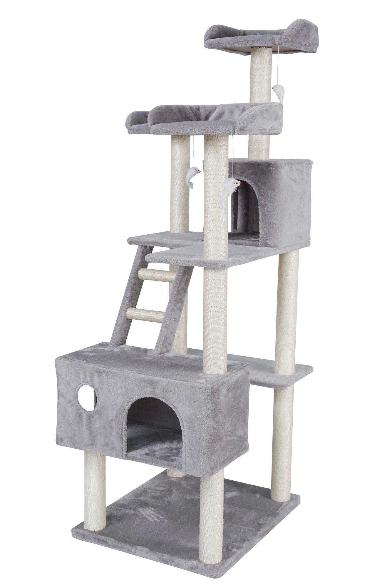 Pohjolan Lemmikkitarvike Kissan raapimis-/kiipeilypuu 185cm, vaalean harmaa