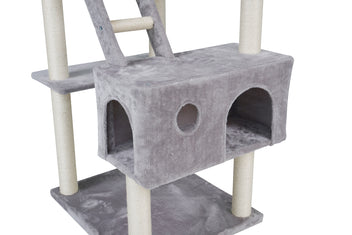 Kattklösbräda 185 cm – 2 klösplatser, 70 x 60 cm botten, ljusgrå
