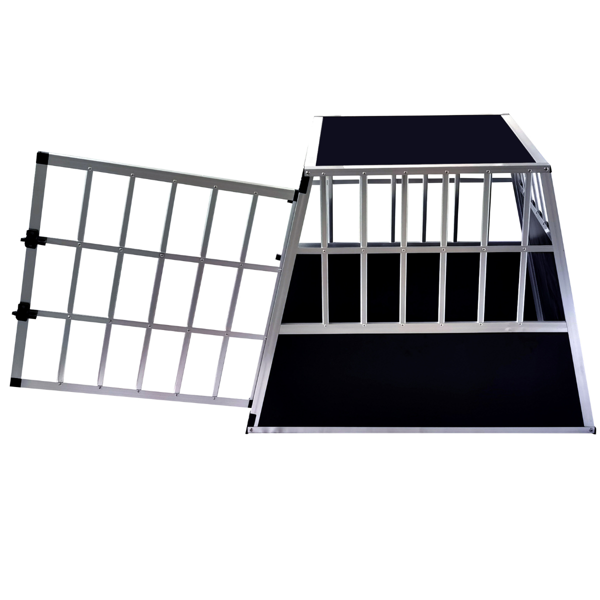 Koiran kuljetushäkki autoon 66 x 90 x 72 cm – alumiinirunko, MDF-pohja, 75° kulmat