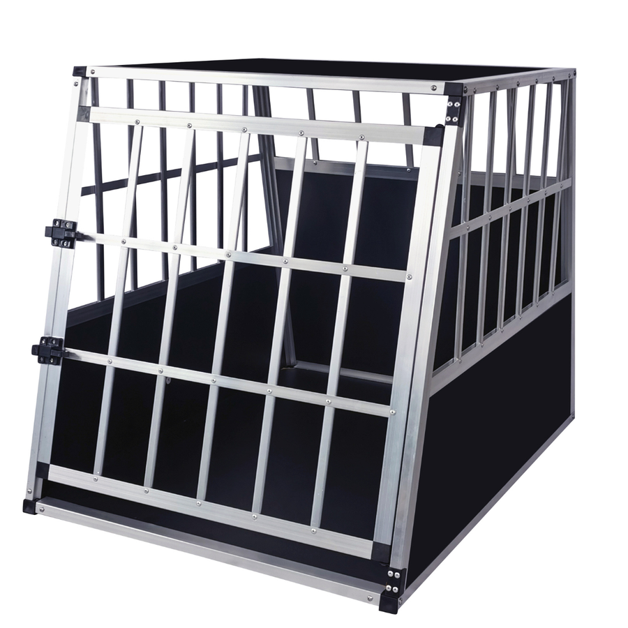 Transportbur för hund till bil 66 x 90 x 72 cm – aluminiumram, MDF-botten, 75° vinklar