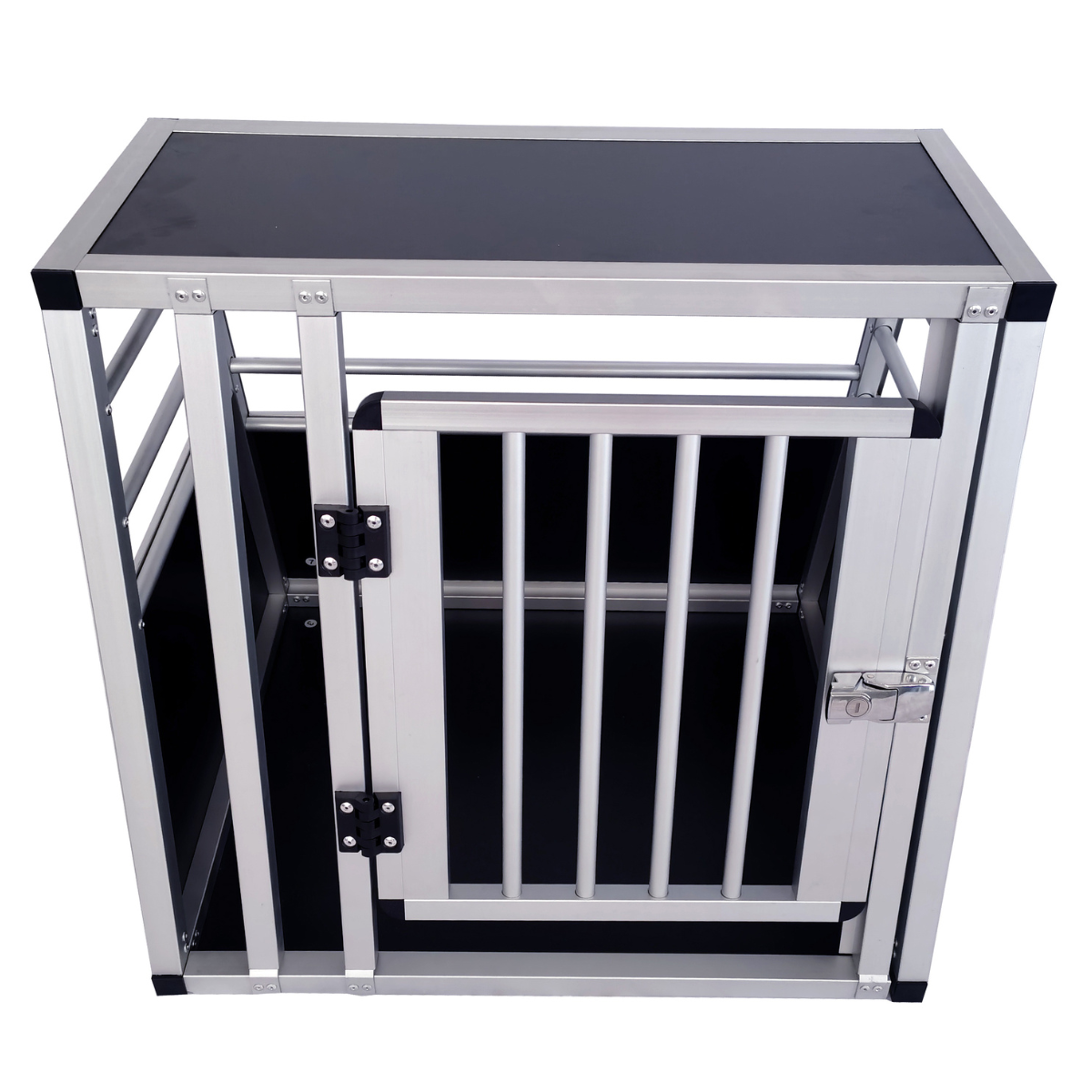 Hundbur för bil 60 x 50 x 55,5 cm – aluminiumram, MDF-botten, 78° vinklar