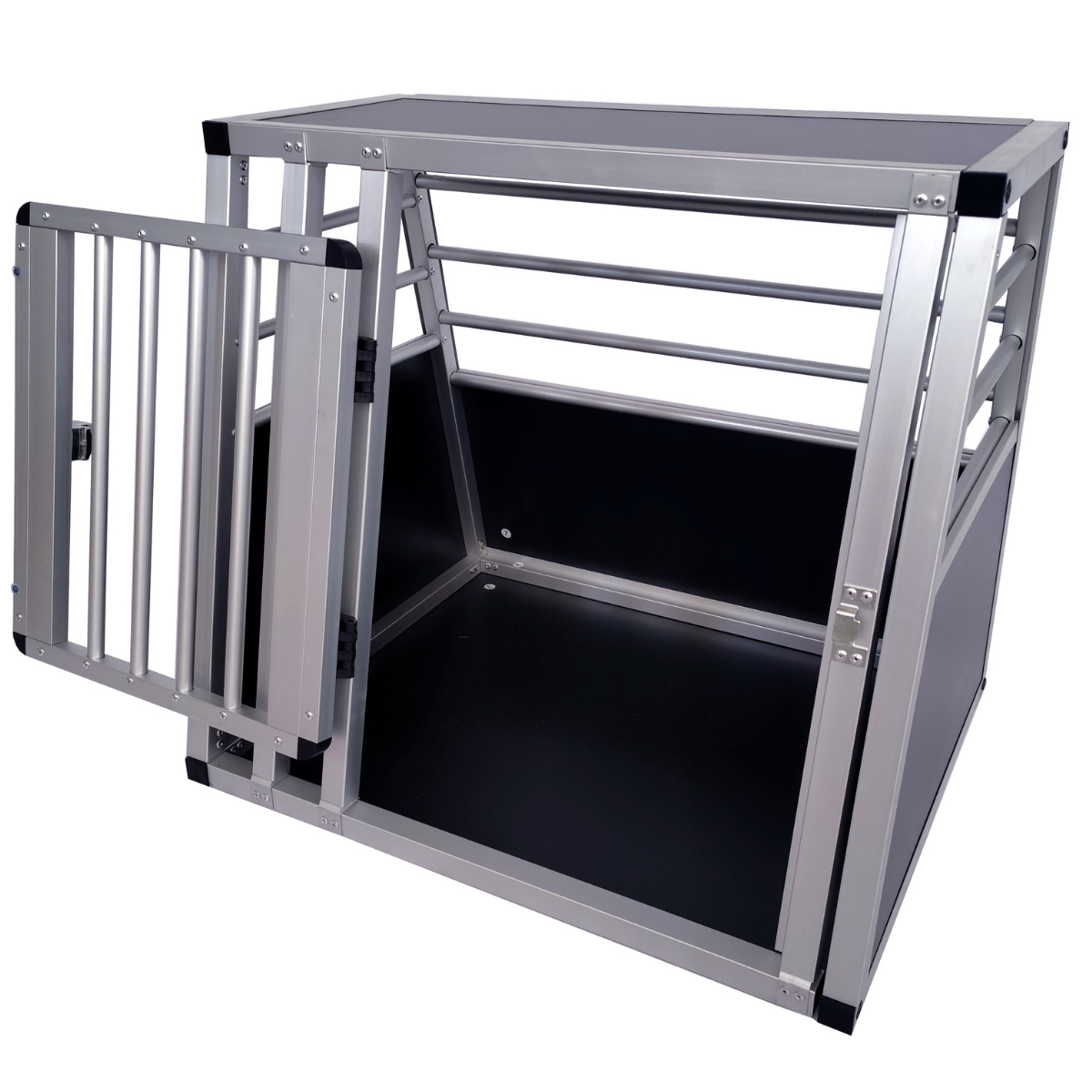 Hundbur för bil 60 x 50 x 55,5 cm – aluminiumram, MDF-botten, 78° vinklar