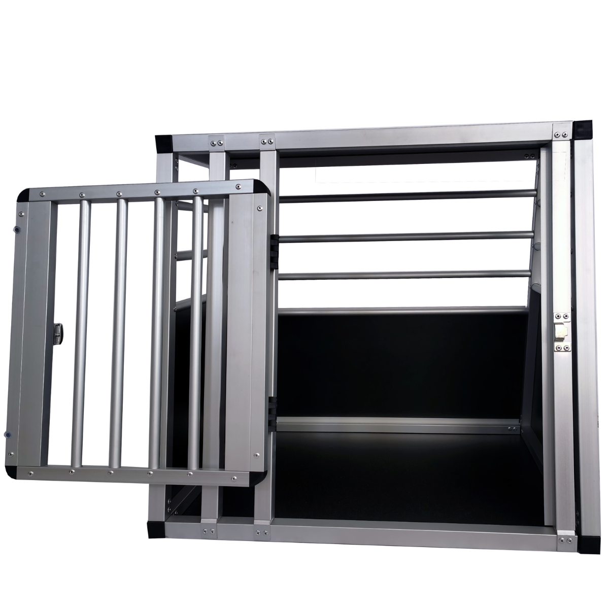 Hundbur för bil 60 x 50 x 55,5 cm – aluminiumram, MDF-botten, 78° vinklar