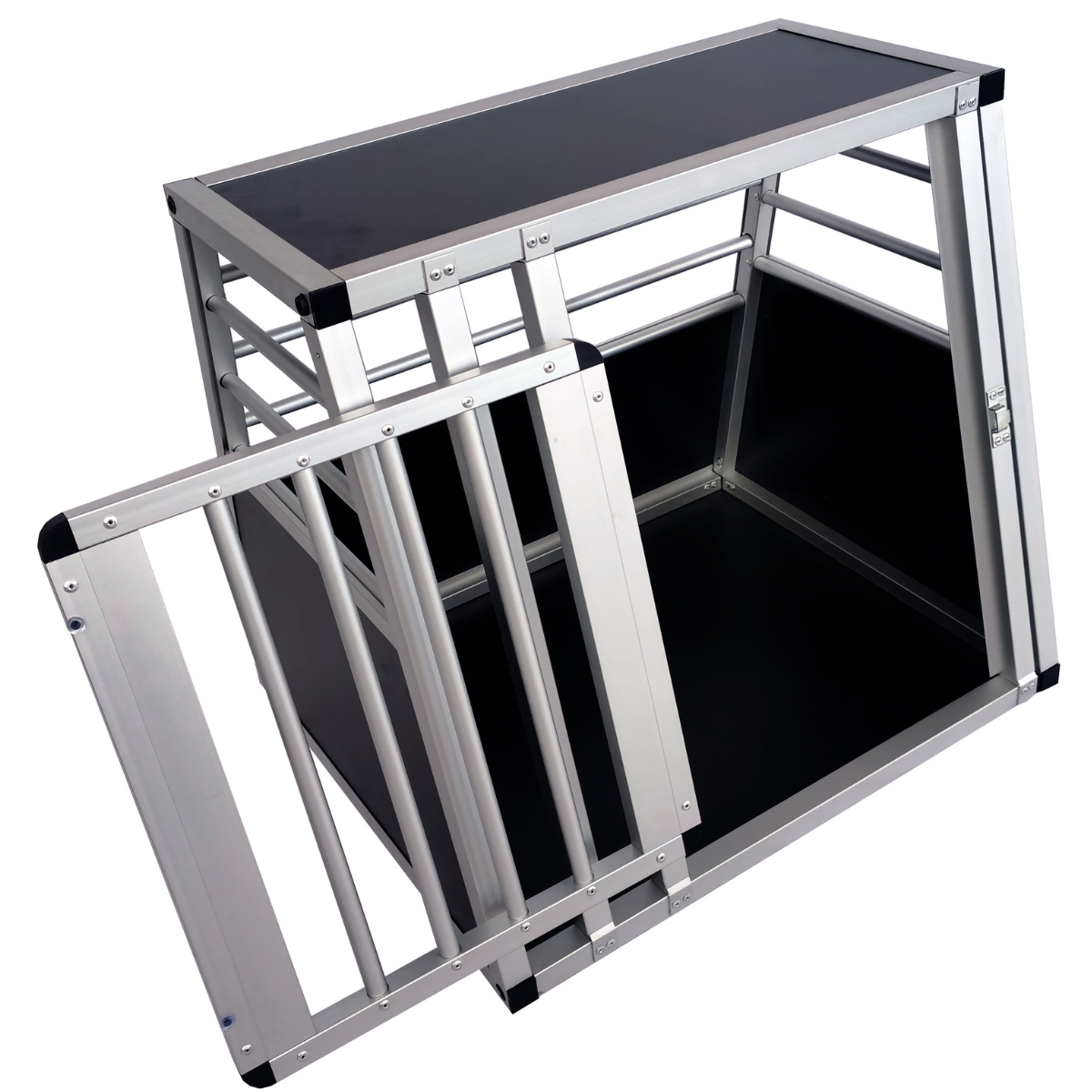 Hundbur för bil 60 x 50 x 55,5 cm – aluminiumram, MDF-botten, 78° vinklar