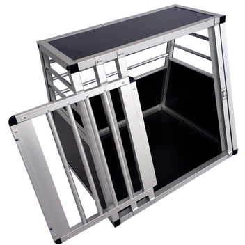 Hundbur för bil 60 x 50 x 55,5 cm – aluminiumram, MDF-botten, 78° vinklar
