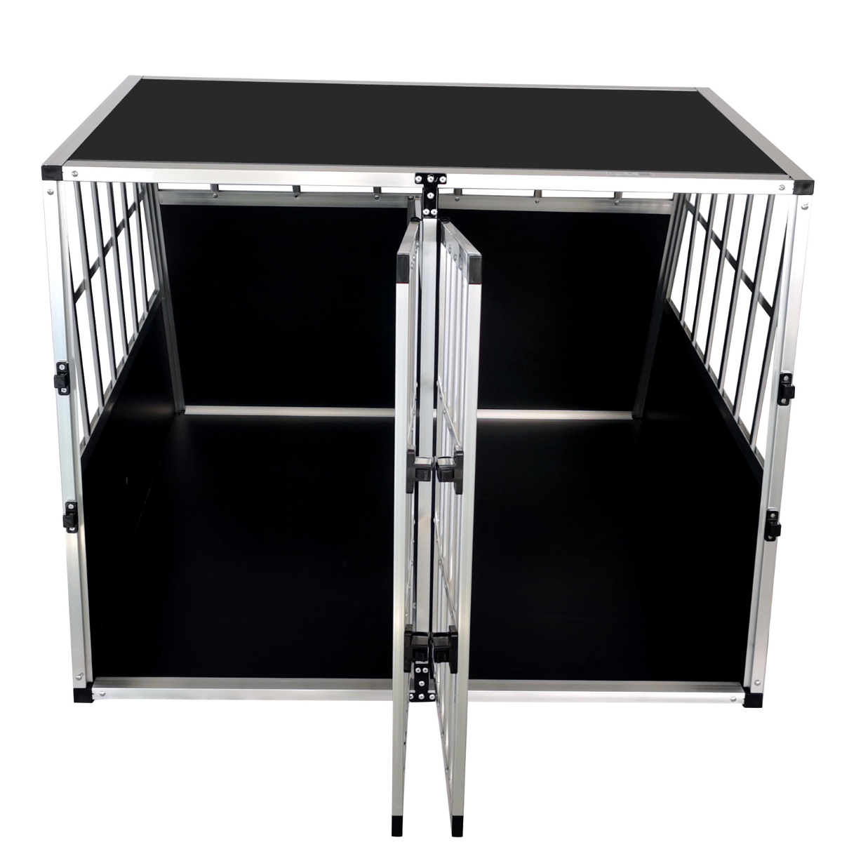 Koiran kuljetushäkki XL 97 x 90 x 70 cm – 2 ovea, väliseinä, alumiinirunko