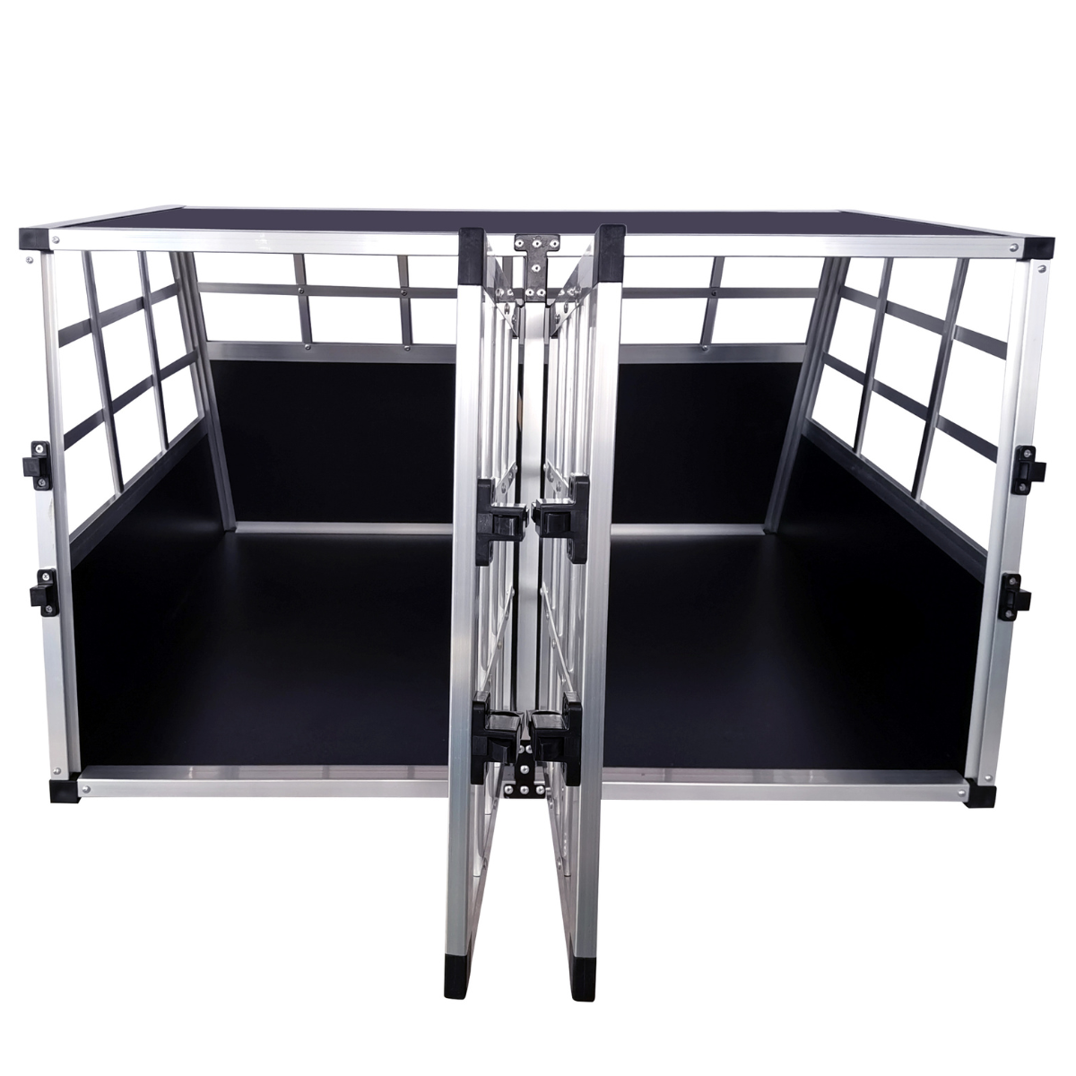 Koiran kuljetushäkki autoon 89 x 70 x 51 cm – 2 koiralle, keskivälilevy, 75° kulmat