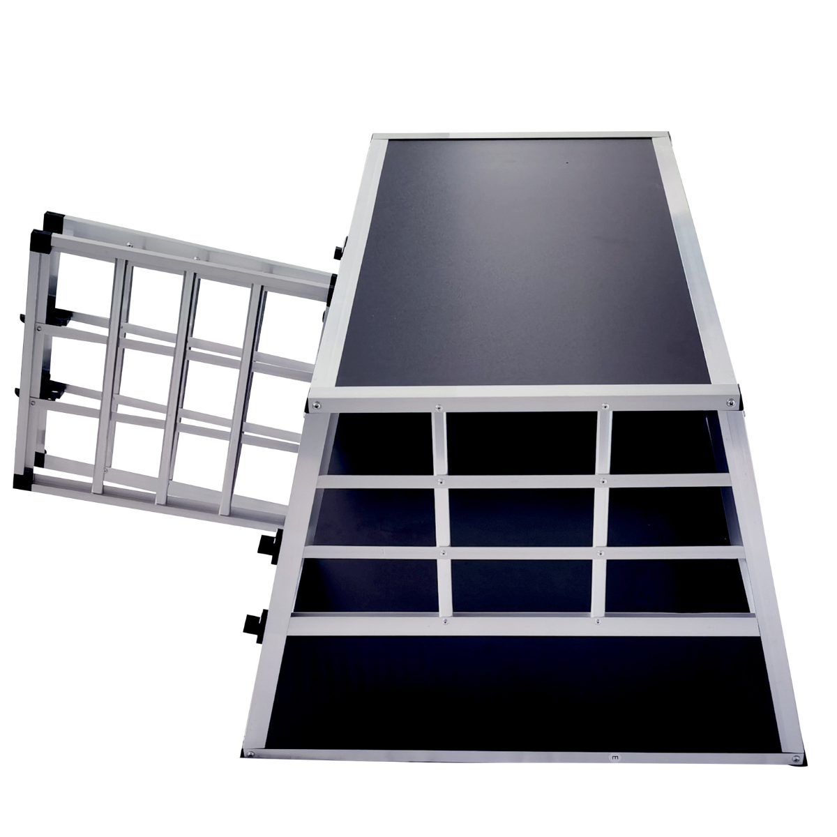 Koiran kuljetushäkki autoon 89 x 70 x 51 cm – 2 koiralle, keskivälilevy, 75° kulmat