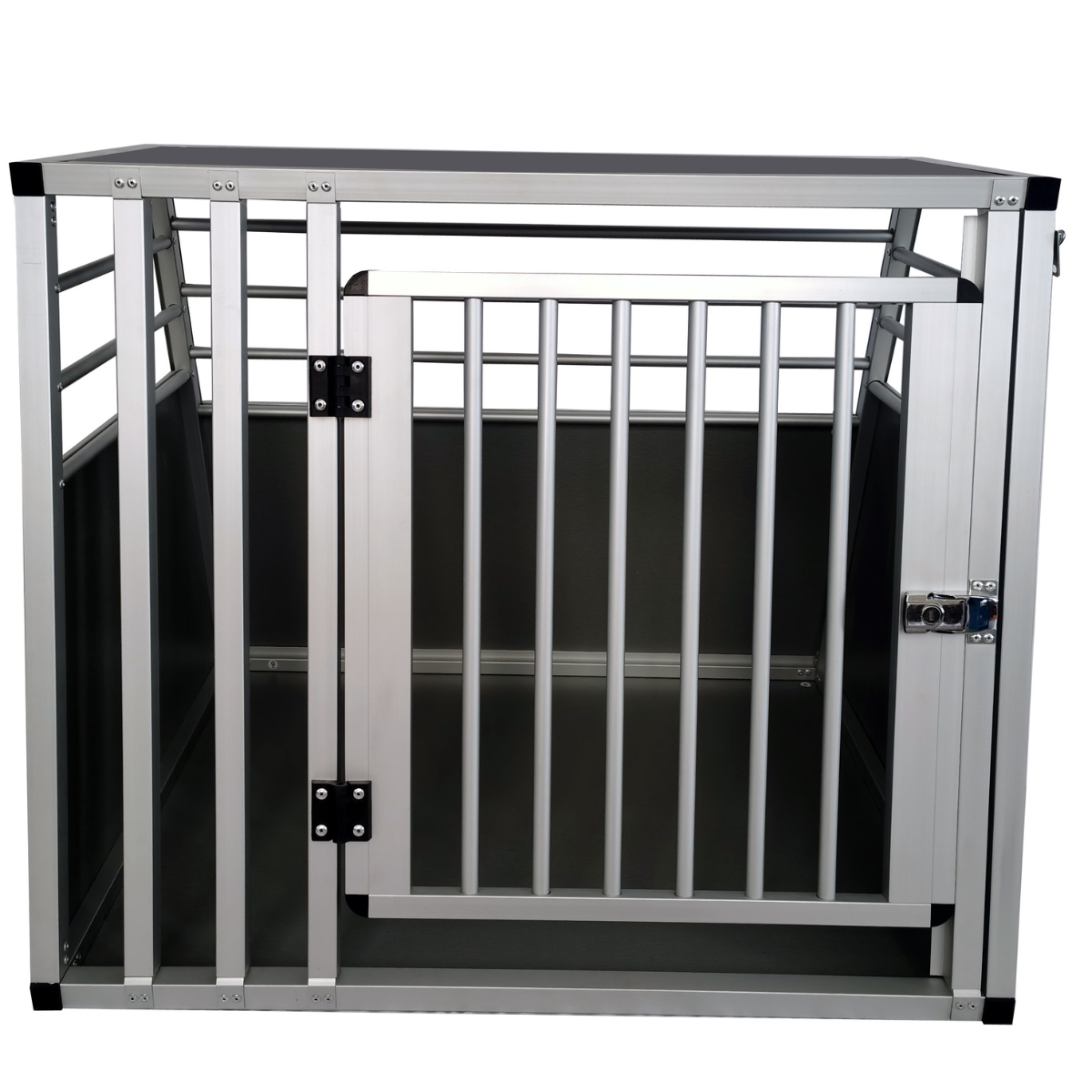 Koiran kuljetushäkki autoon 80 x 65 x 66 cm – alumiinirunko, MDF-pohja, 75° kulmat