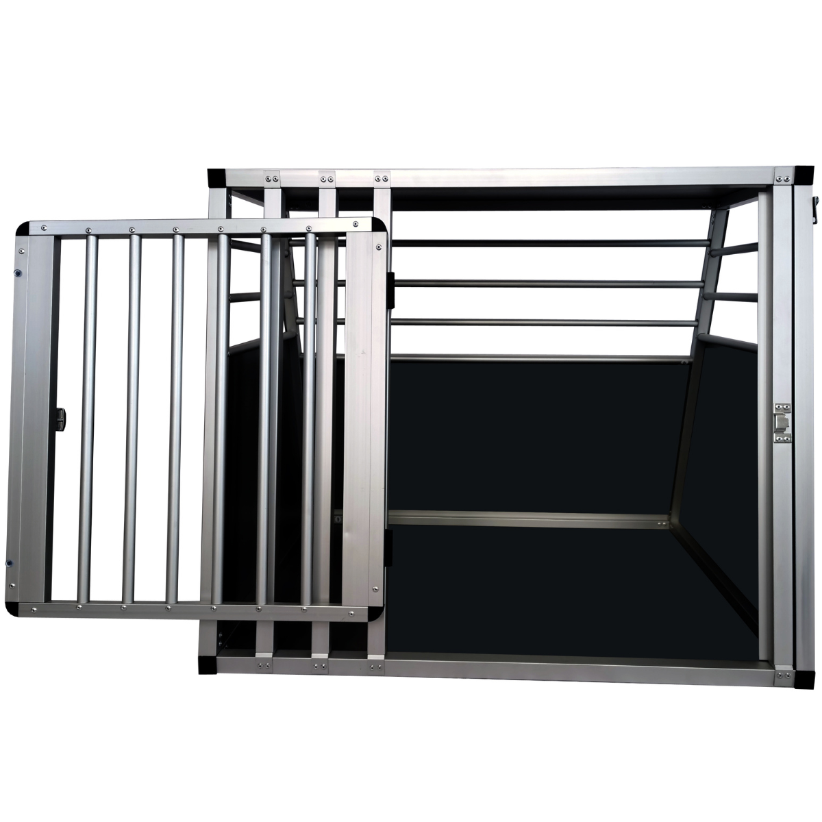 Koiran kuljetushäkki autoon 80 x 65 x 66 cm – alumiinirunko, MDF-pohja, 75° kulmat