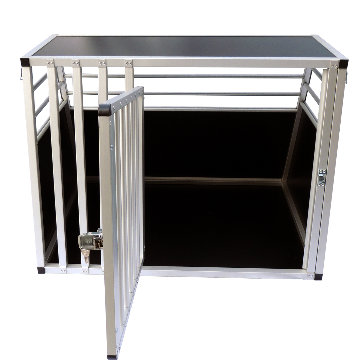 Hundbur för bil 92 x 65 x 66 cm – aluminiumram, MDF-botten, 75° vinklar