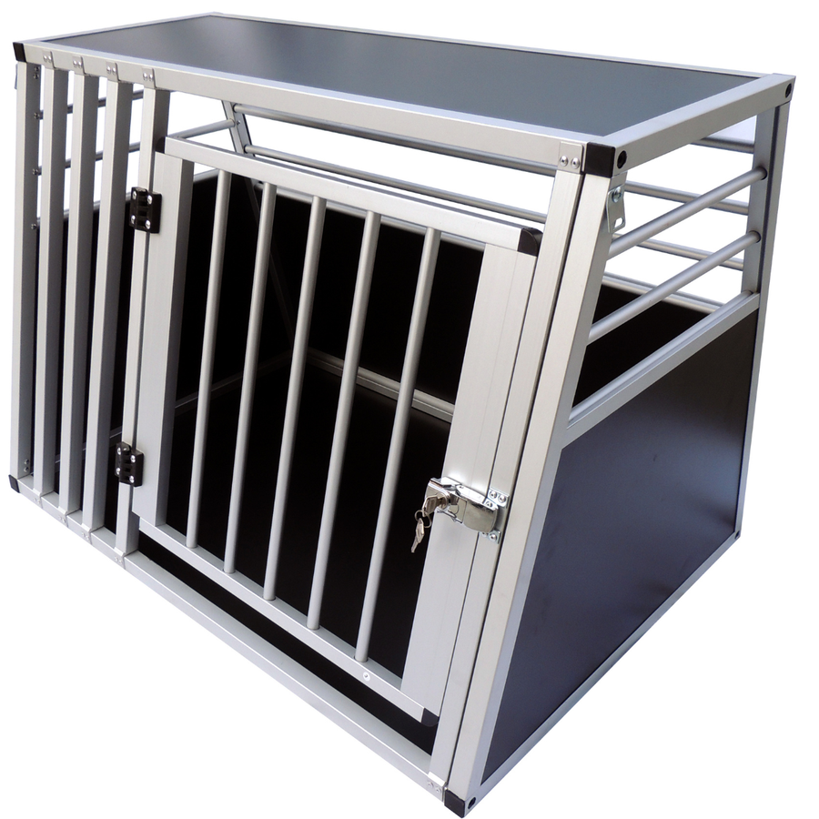 Hundbur för bil 92 x 65 x 66 cm – aluminiumram, MDF-botten, 75° vinklar
