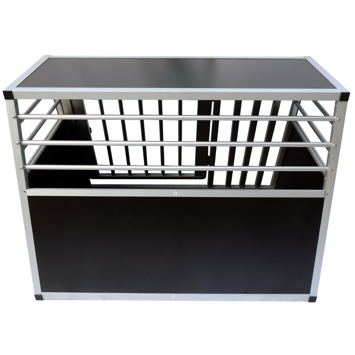 Hundbur för bil 92 x 65 x 66 cm – aluminiumram, MDF-botten, 75° vinklar