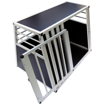Hundbur för bil 92 x 65 x 66 cm – aluminiumram, MDF-botten, 75° vinklar