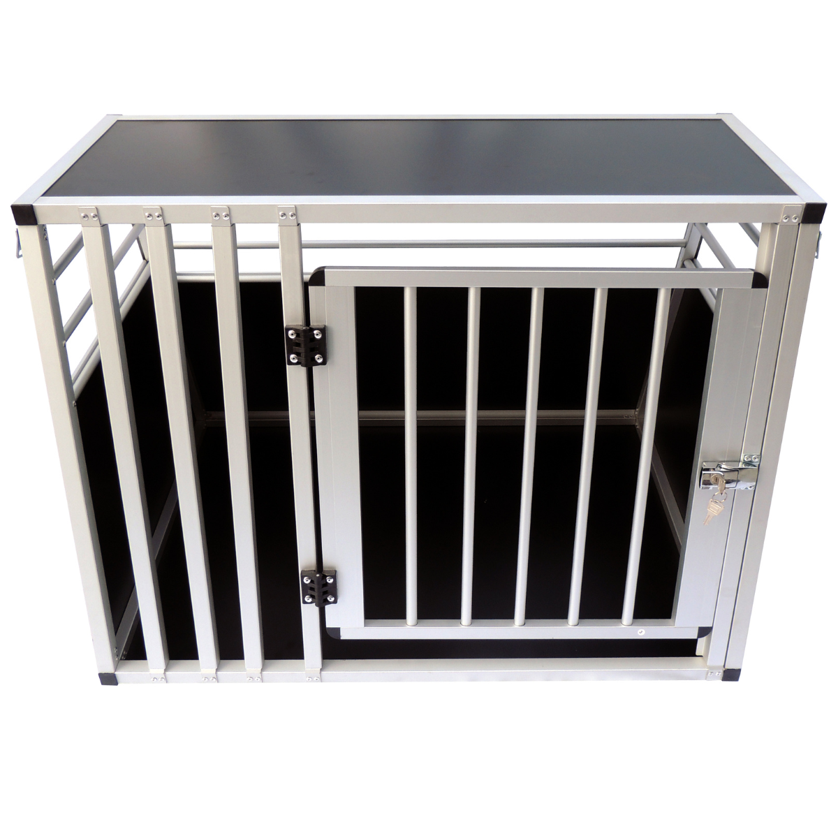 Hundbur för bil 92 x 65 x 66 cm – aluminiumram, MDF-botten, 75° vinklar