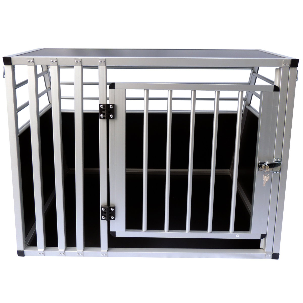 Hundbur för bil 92 x 65 x 66 cm – aluminiumram, MDF-botten, 75° vinklar