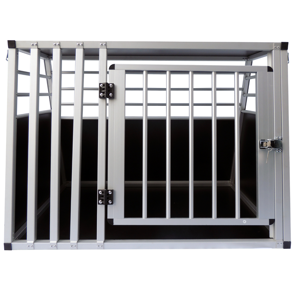 Hundbur för bil 92 x 65 x 66 cm – aluminiumram, MDF-botten, 75° vinklar