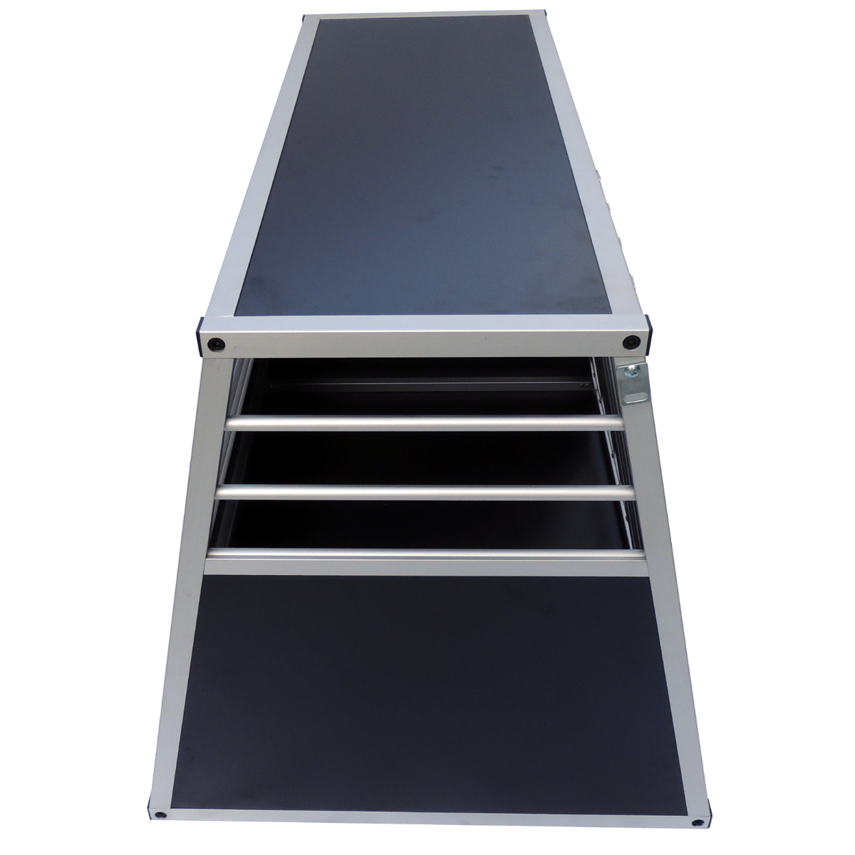Hundbur för bil 92 x 65 x 66 cm – aluminiumram, MDF-botten, 75° vinklar