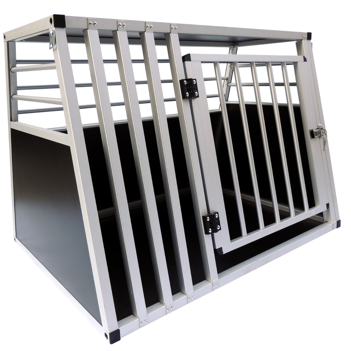 Koiran kuljetushäkki autoon 92 x 65 x 66 cm – alumiinirunko, MDF-pohja, 75° kulmat