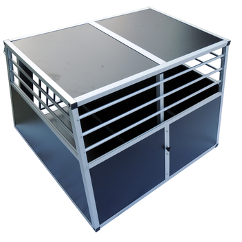Hundbur för bil 97 x 92 x 66 cm – aluminiumram, MDF-botten, 75° vinklar