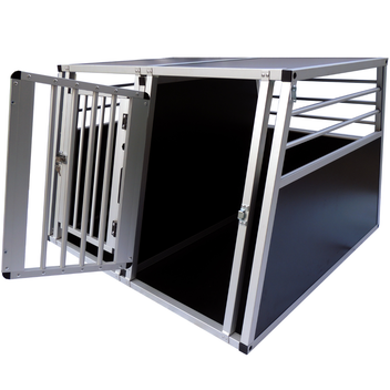 Hundbur för bil 97 x 92 x 66 cm – aluminiumram, MDF-botten, 75° vinklar