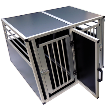 Hundbur för bil 97 x 92 x 66 cm – aluminiumram, MDF-botten, 75° vinklar