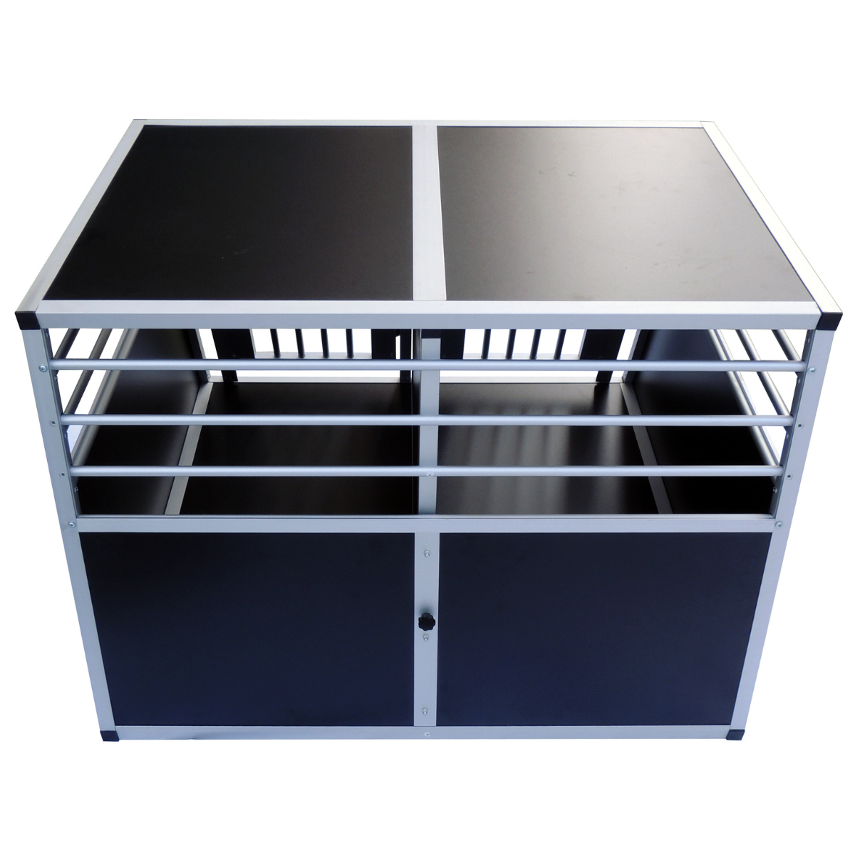 Hundbur för bil 97 x 92 x 66 cm – aluminiumram, MDF-botten, 75° vinklar