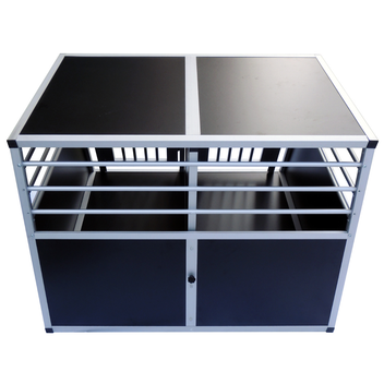 Hundbur för bil 97 x 92 x 66 cm – aluminiumram, MDF-botten, 75° vinklar