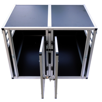 Hundbur för bil 97 x 92 x 66 cm – aluminiumram, MDF-botten, 75° vinklar