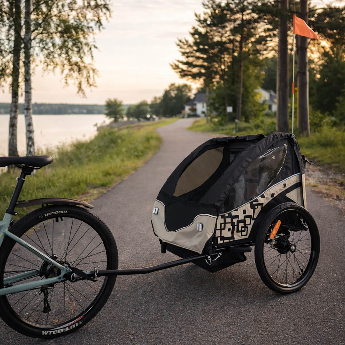 Polkupyörän peräkärry 1–2 lapselle – 2-in-1, 40 kg, 5-pistevaljaat