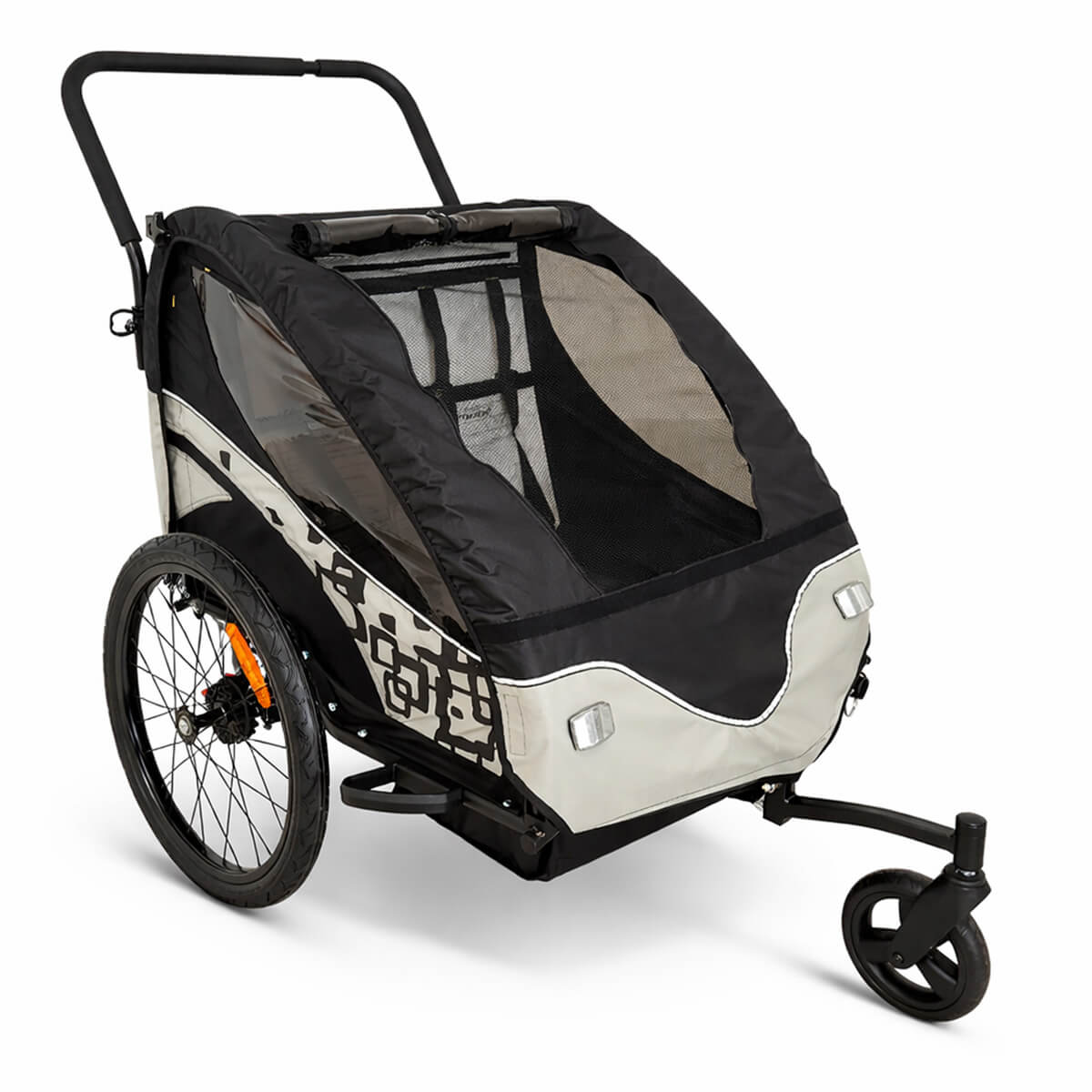 Polkupyörän peräkärry 1–2 lapselle – 2-in-1, 40 kg, 5-pistevaljaat