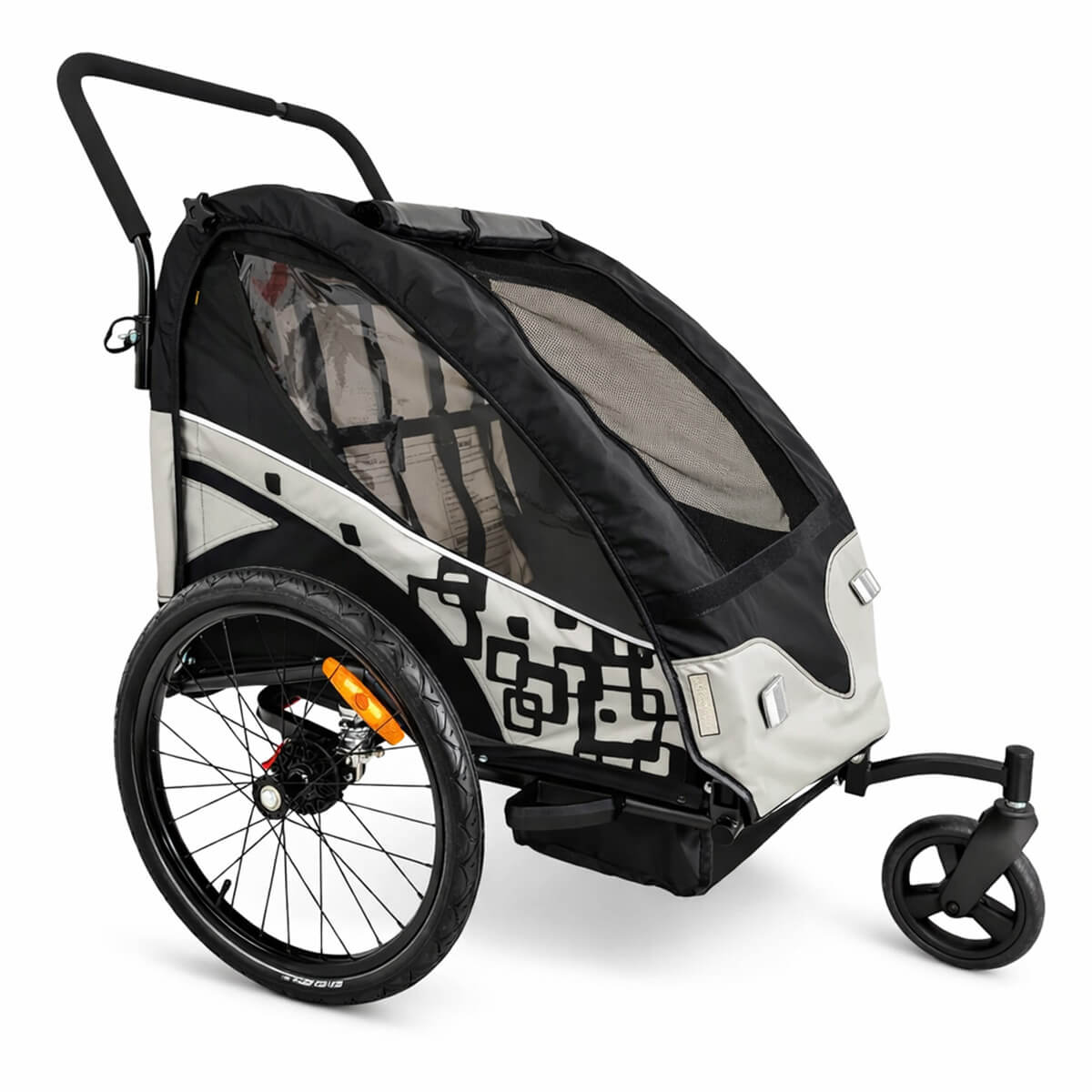 Polkupyörän peräkärry 1–2 lapselle – 2-in-1, 40 kg, 5-pistevaljaat