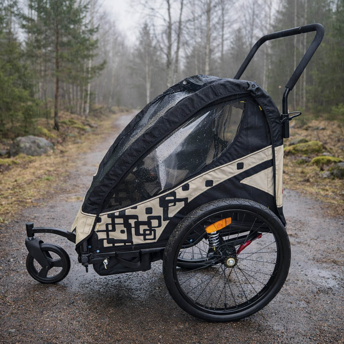 Polkupyörän peräkärry 1–2 lapselle – 2-in-1, 40 kg, 5-pistevaljaat