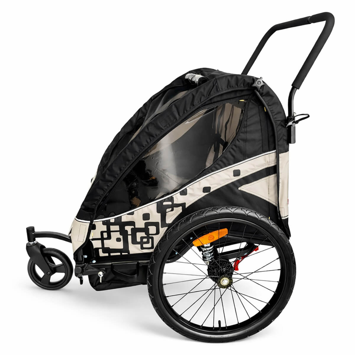 Polkupyörän peräkärry 1–2 lapselle – 2-in-1, 40 kg, 5-pistevaljaat