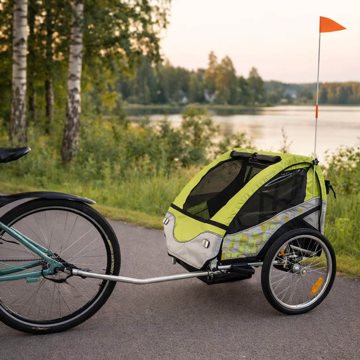 Polkupyörän peräkärry 1–2 lapselle – 2-in-1, 40 kg, 5-pistevaljaat