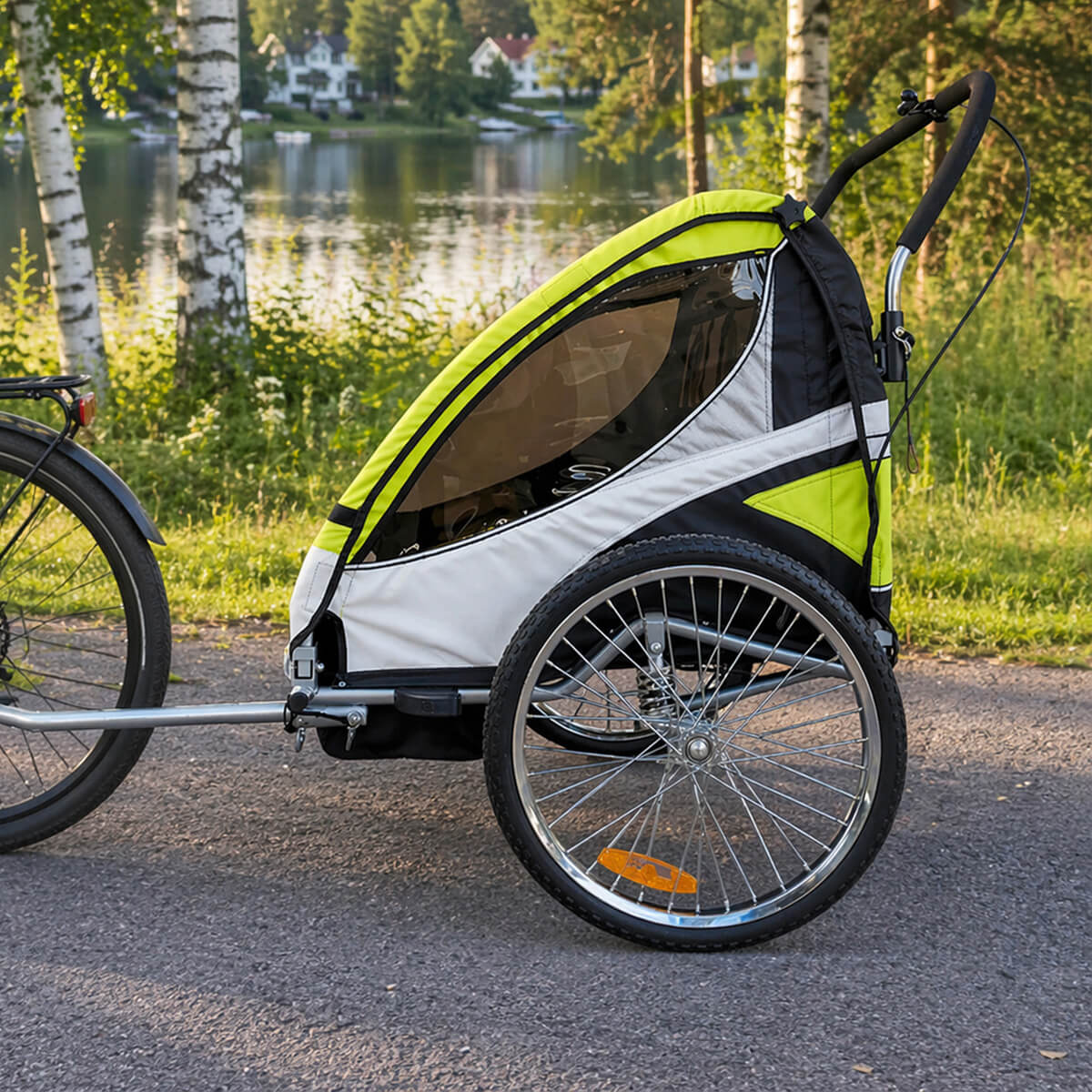 Polkupyörän peräkärry 1–2 lapselle – 2-in-1, 40 kg, 5-pistevaljaat