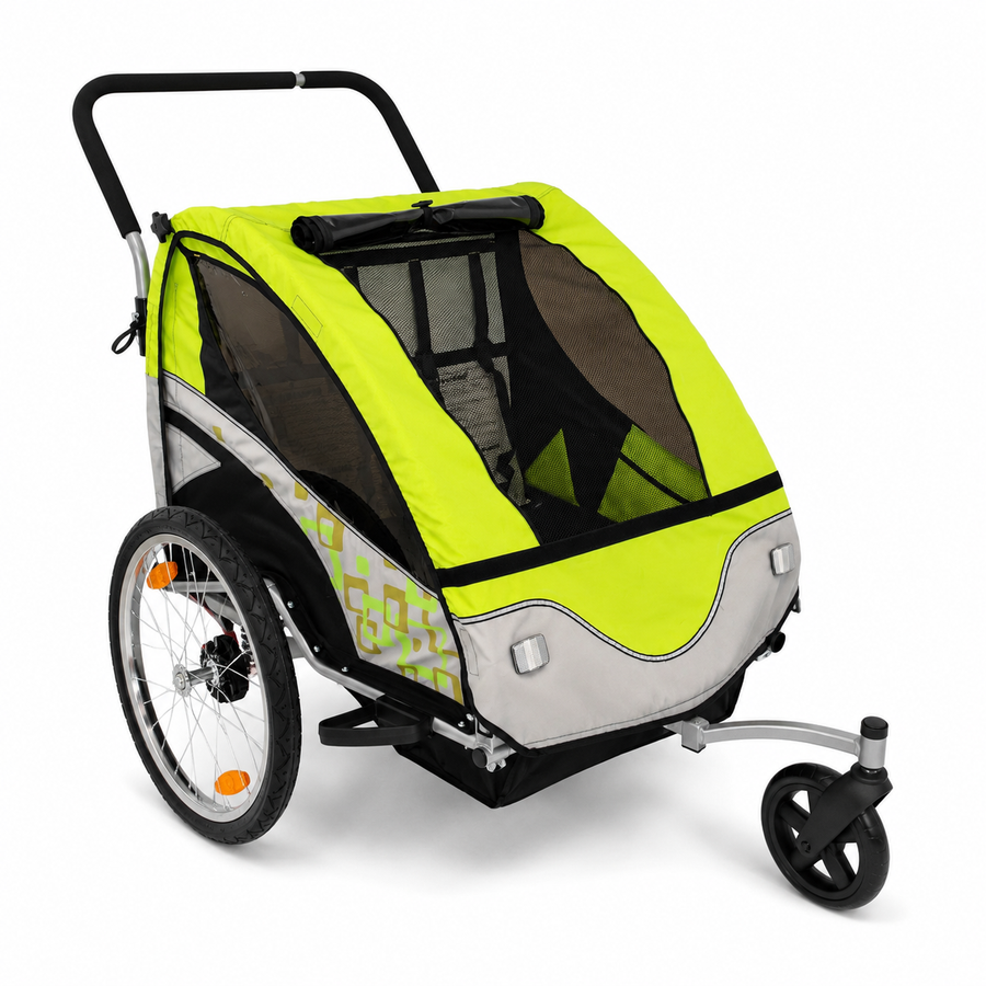 Polkupyörän peräkärry PACE 1–2 lapselle – 2-in-1, 40 kg, 5-pistevaljaat