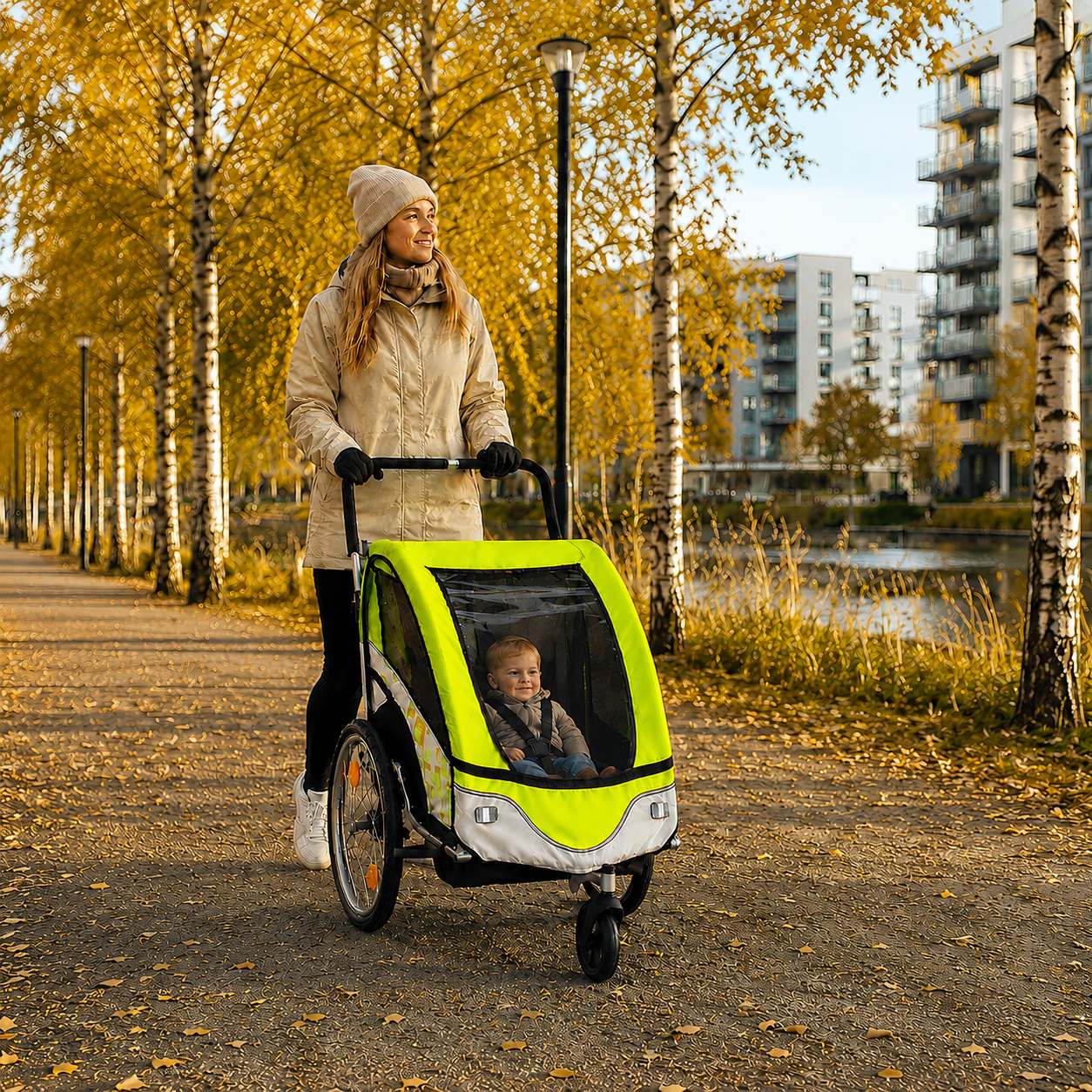 Cykelkärra PACE för 1–2 barn – 2-i-1, 40 kg, 5-punktsbälte