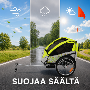 Cykelkärra PACE för 1–2 barn – 2-i-1, 40 kg, 5-punktsbälte