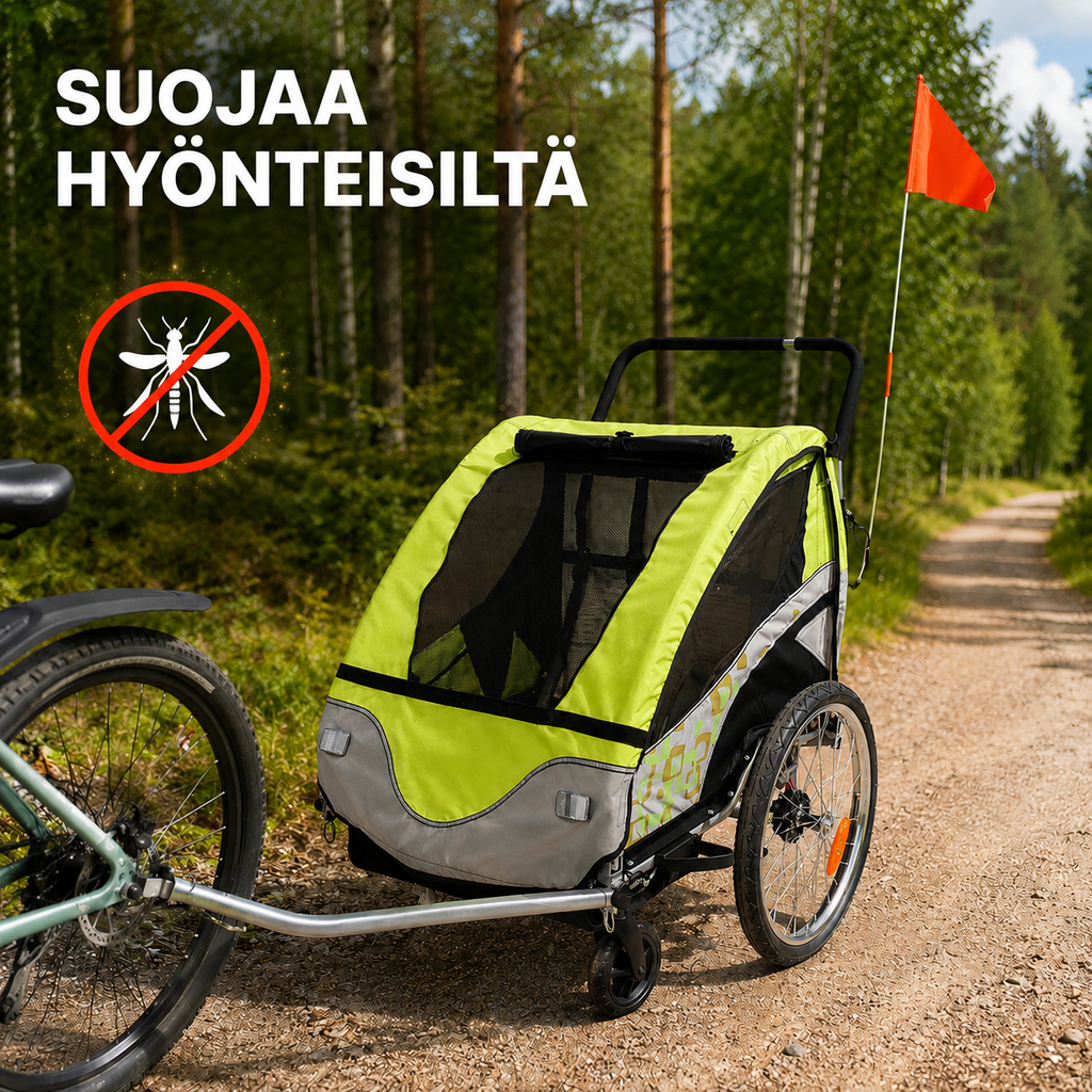 Cykelkärra PACE för 1–2 barn – 2-i-1, 40 kg, 5-punktsbälte