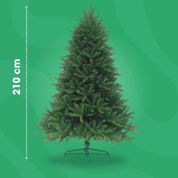 Julgran 210 cm – 1090 grenar, PE/PVC, automatiskt utfällbara grenar