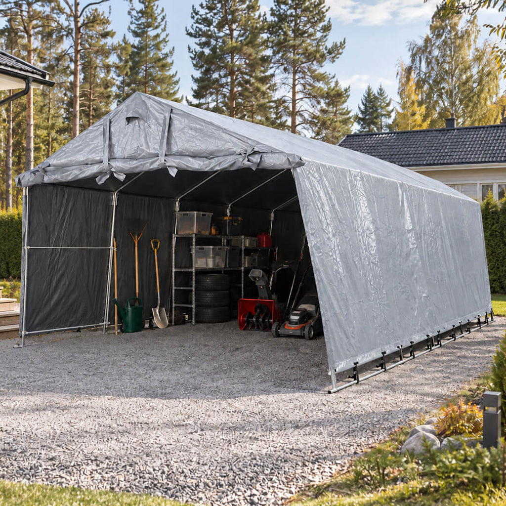 Pressutalli 3,2 × 6 × 2,2 m – 500 g PVC, tummanharmaa